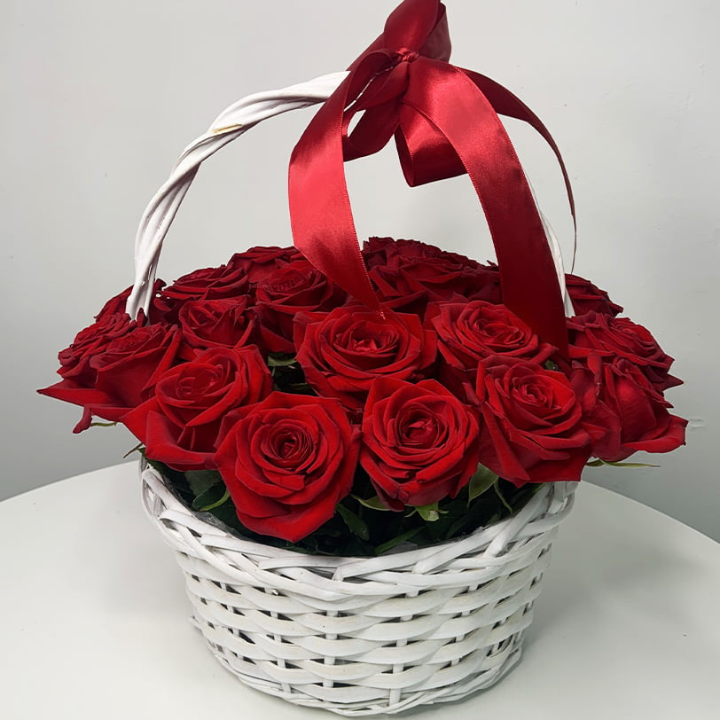 Classic 25 Red Roses in Basket