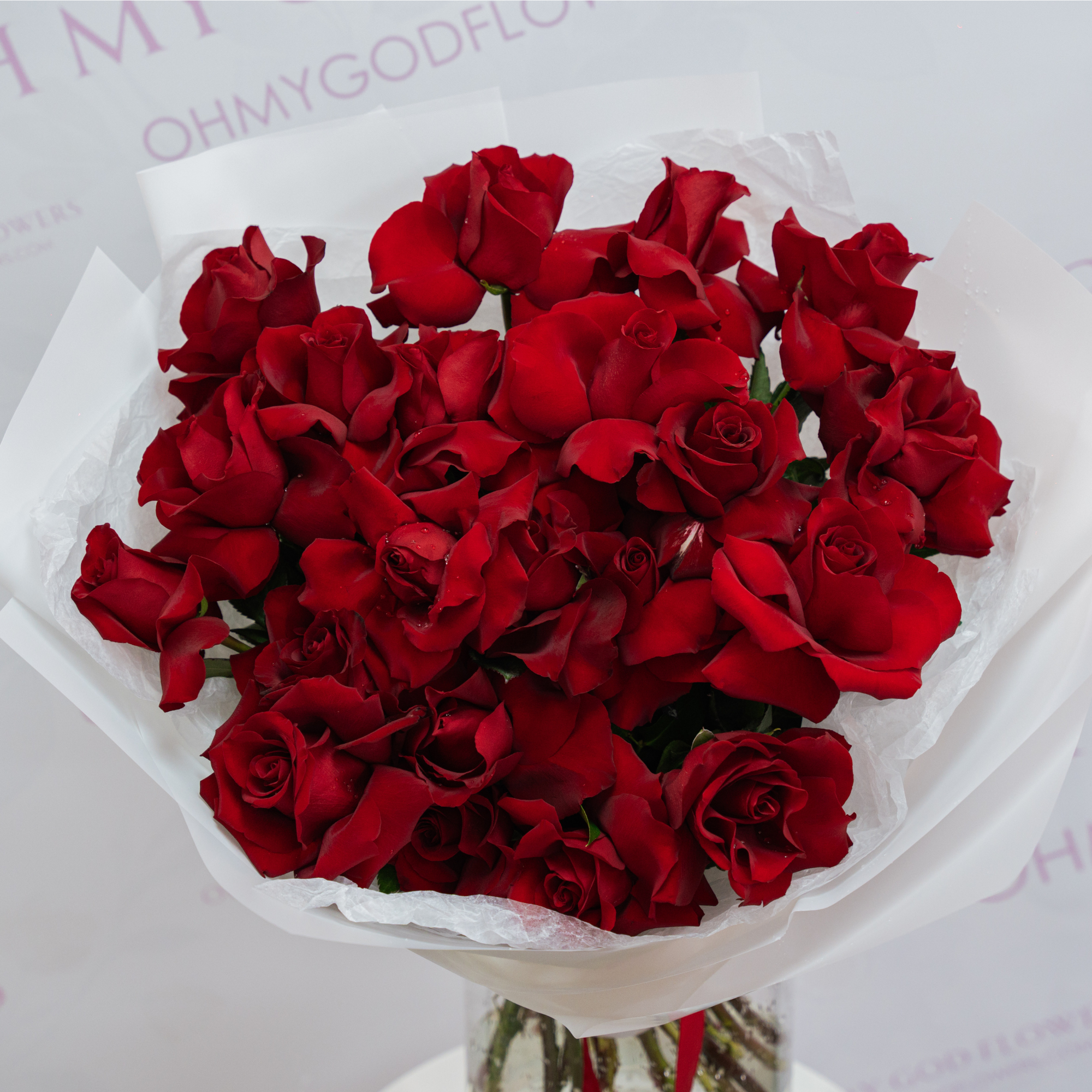 25 DELUXE FRENCH RED ROSES BOUQUET