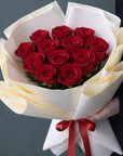 Valentine Special Classic Dozen (12) Red Roses Bouquet